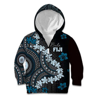Bula Fiji Women's Day Kid Hoodie Indigo Masi Tapa