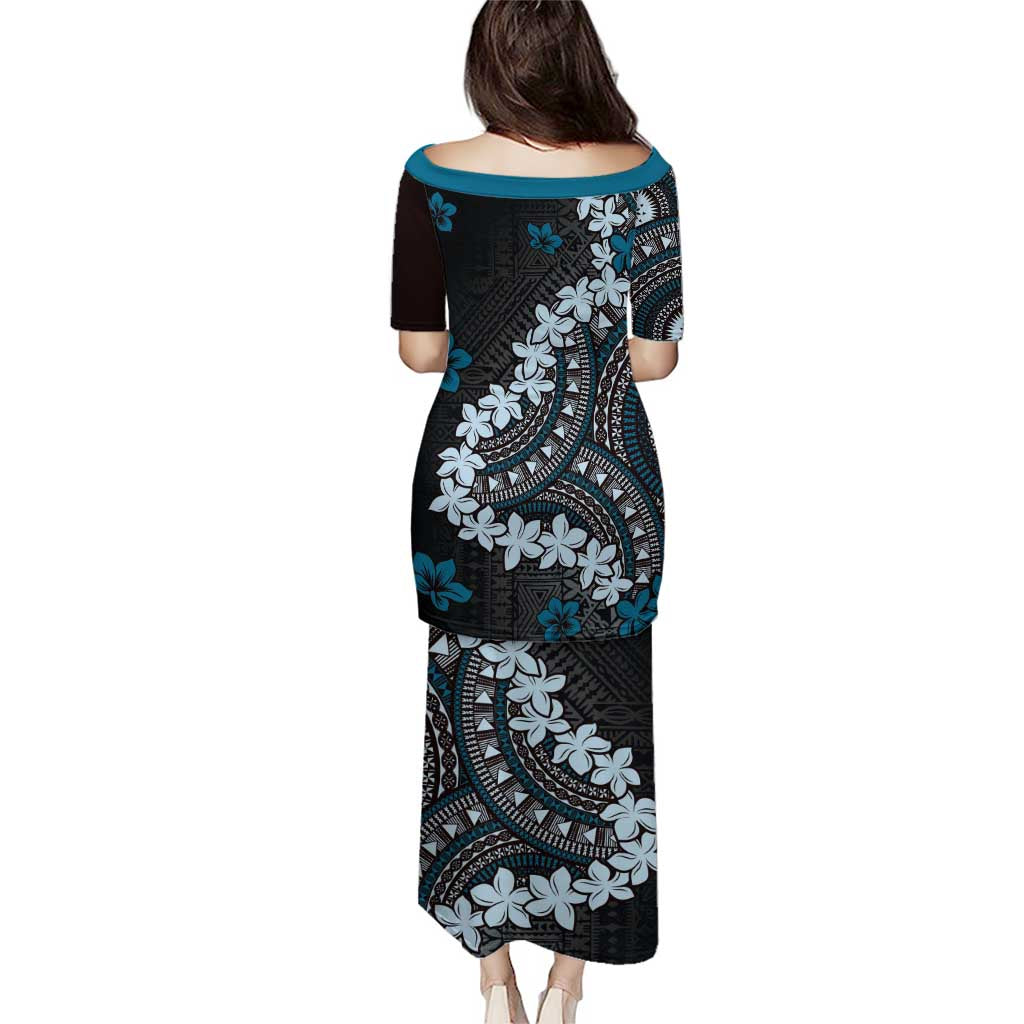 Bula Fiji Women's Day Puletasi Indigo Masi Tapa LT7 - Polynesian Pride