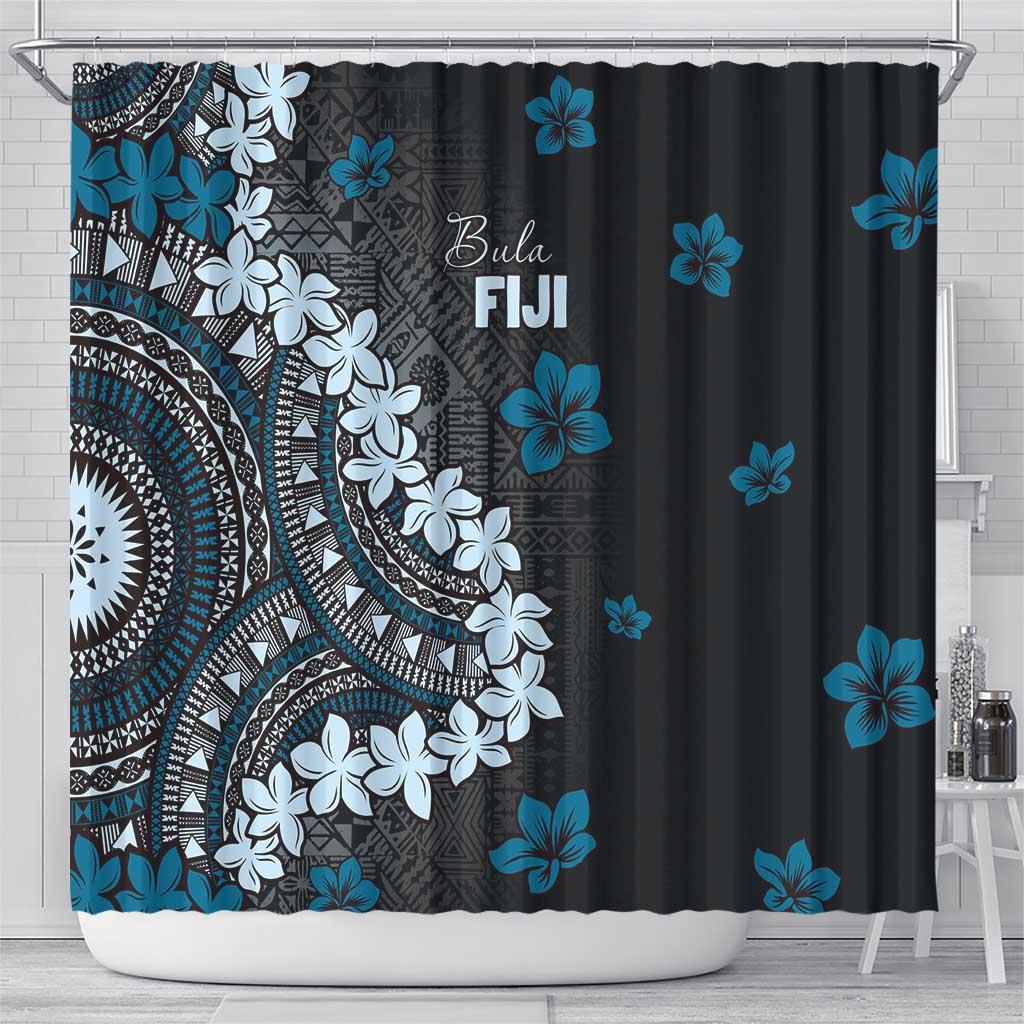 Bula Fiji Women's Day Shower Curtain Indigo Masi Tapa