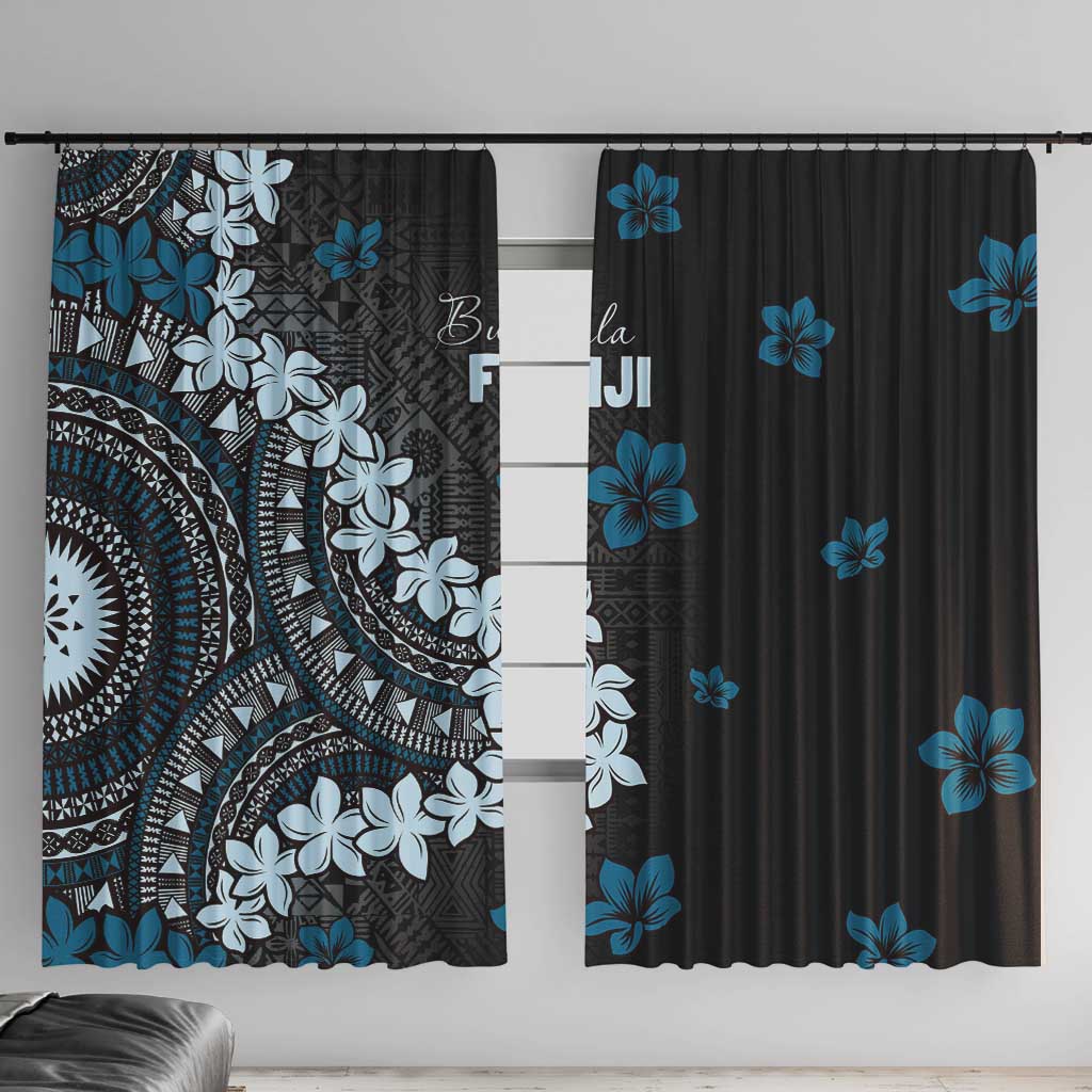 Bula Fiji Women's Day Window Curtain Indigo Masi Tapa