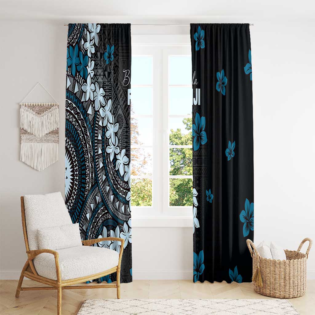 Bula Fiji Women's Day Window Curtain Indigo Masi Tapa
