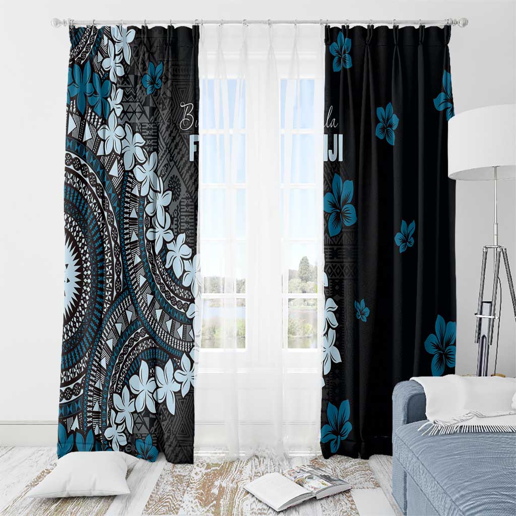 Bula Fiji Women's Day Window Curtain Indigo Masi Tapa
