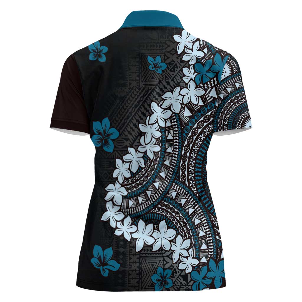 Bula Fiji Women's Day Women Polo Shirt Indigo Masi Tapa LT7 - Polynesian Pride