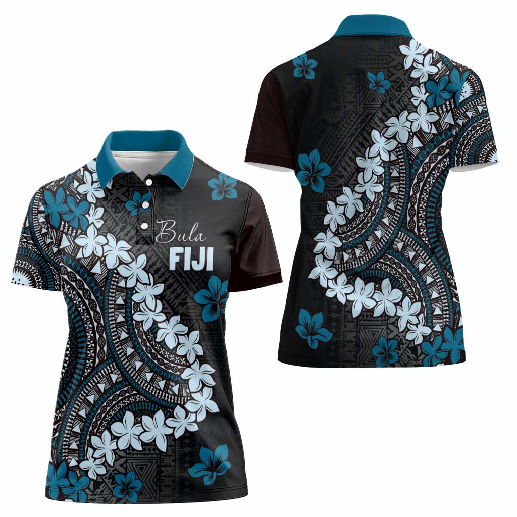 Bula Fiji Women's Day Women Polo Shirt Indigo Masi Tapa LT7 - Polynesian Pride