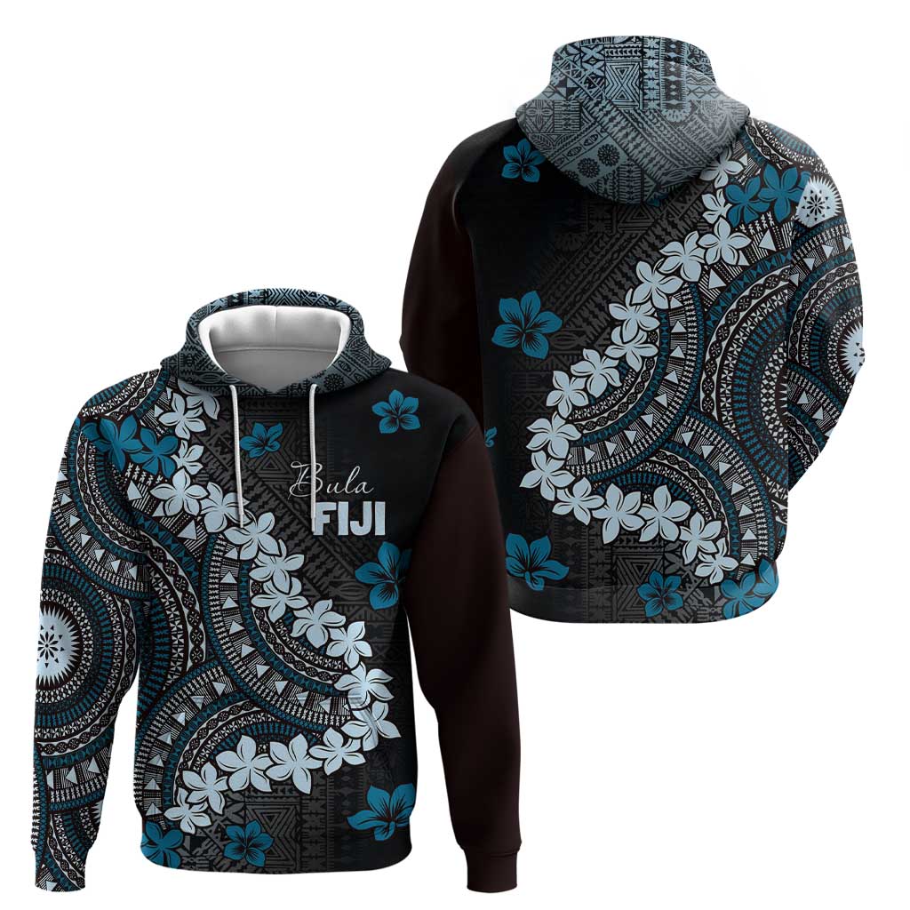 Bula Fiji Women's Day Zip Hoodie Indigo Masi Tapa