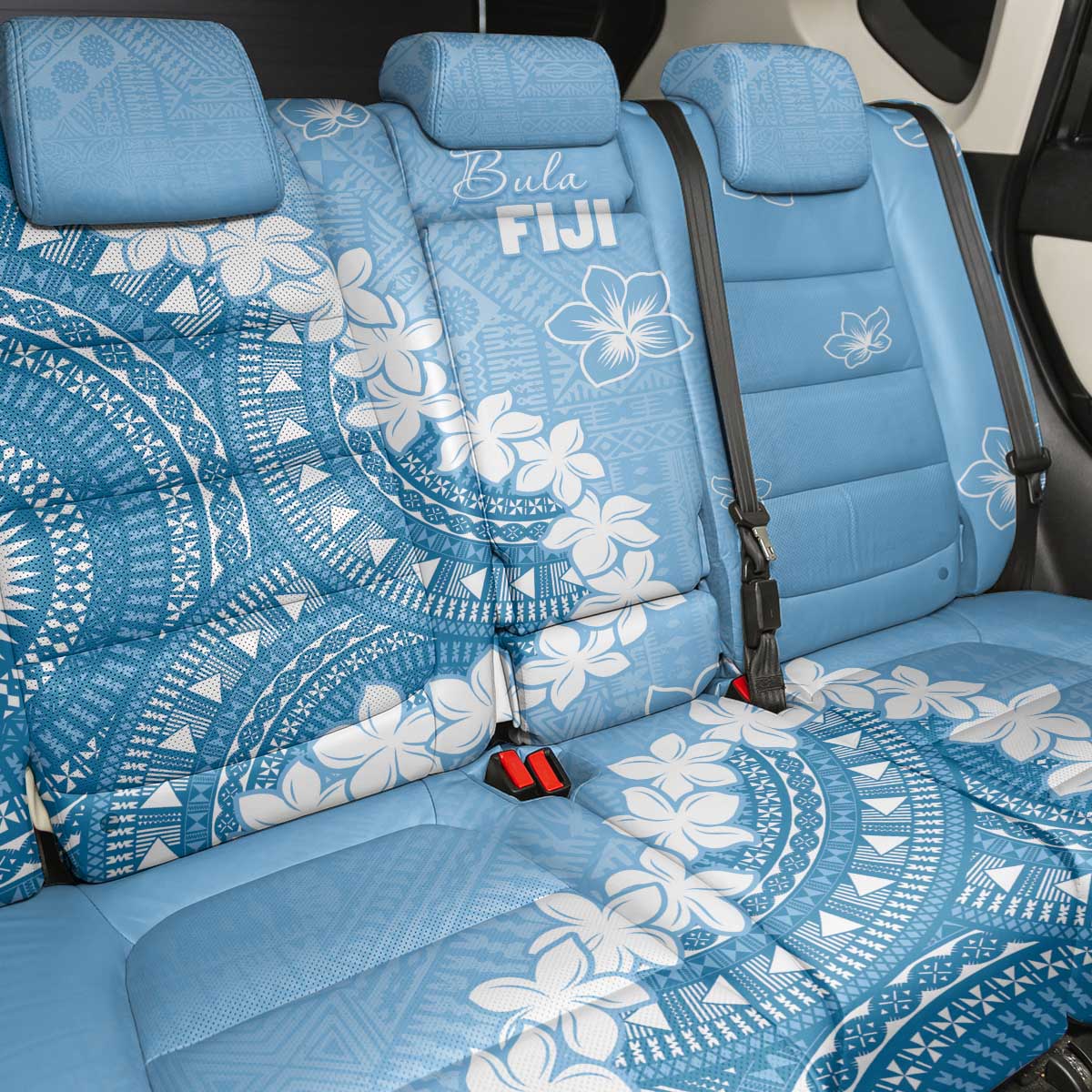 Bula Fiji Women's Day Back Car Seat Cover Turquoise Masi Tapa LT7