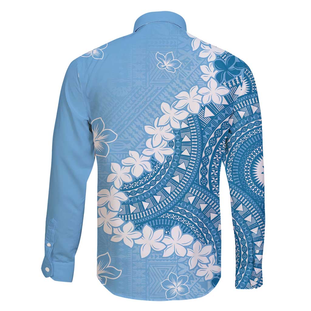 Bula Fiji Women's Day Family Matching Long Sleeve Bodycon Dress and Hawaiian Shirt Turquoise Masi Tapa LT7 - Polynesian Pride