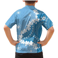 Bula Fiji Women's Day Family Matching Mermaid Dress and Hawaiian Shirt Turquoise Masi Tapa LT7 - Polynesian Pride