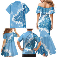 Bula Fiji Women's Day Family Matching Mermaid Dress and Hawaiian Shirt Turquoise Masi Tapa LT7 - Polynesian Pride