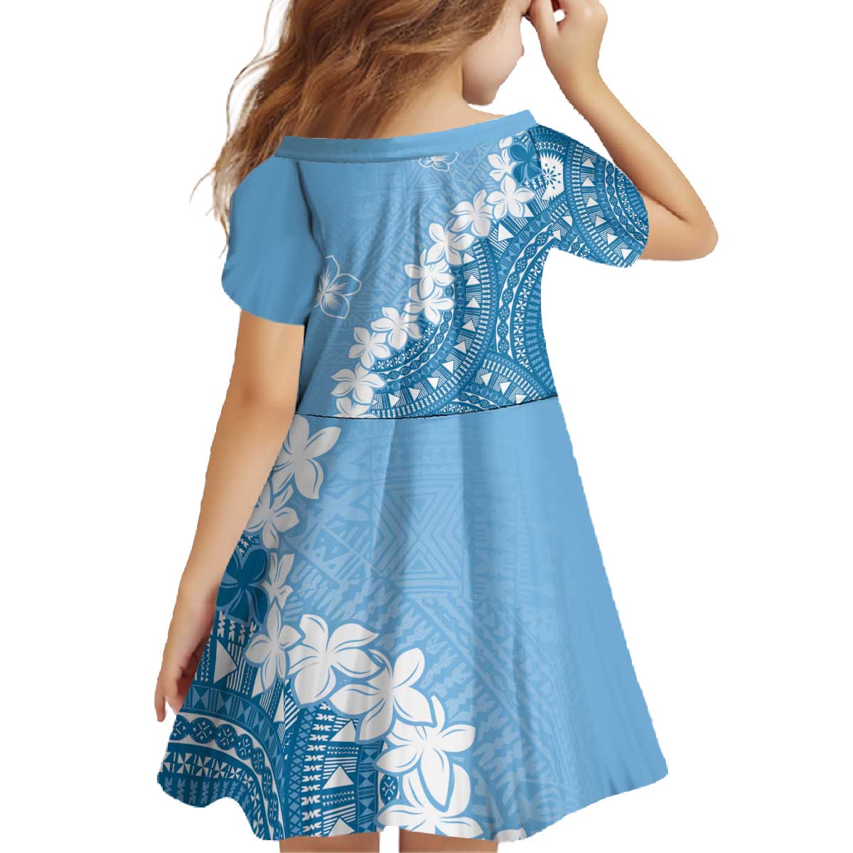 Bula Fiji Women's Day Family Matching Off The Shoulder Long Sleeve Dress and Hawaiian Shirt Turquoise Masi Tapa