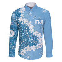 Bula Fiji Women's Day Family Matching Summer Maxi Dress and Hawaiian Shirt Turquoise Masi Tapa LT7 Dad's Shirt - Long Sleeve Turquoise - Polynesian Pride
