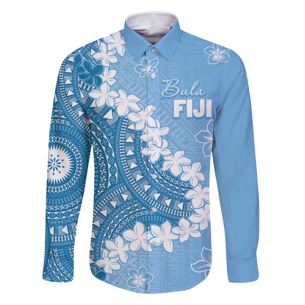 Bula Fiji Women's Day Family Matching Tank Maxi Dress and Hawaiian Shirt Turquoise Masi Tapa LT7 Dad's Shirt - Long Sleeve Turquoise - Polynesian Pride