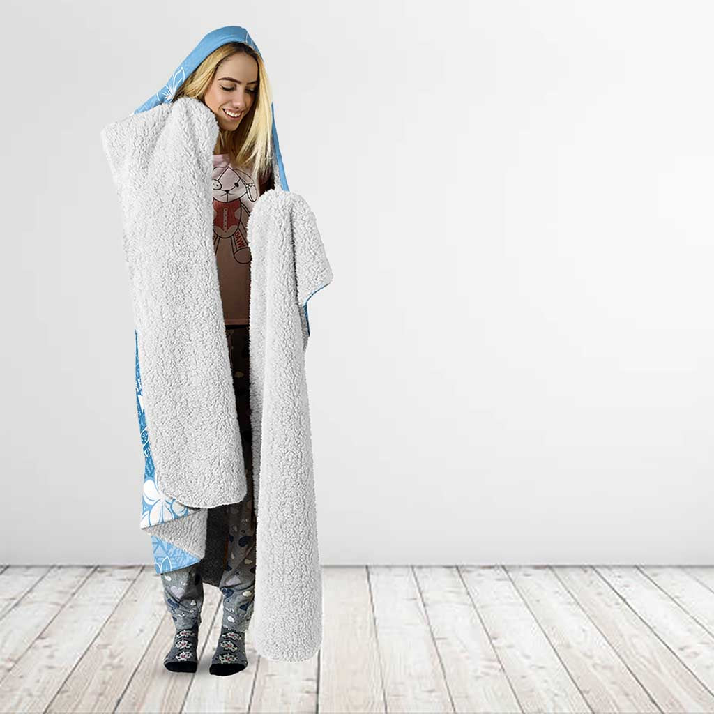 Bula Fiji Women's Day Hooded Blanket Turquoise Masi Tapa LT7