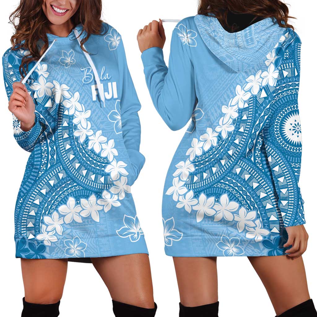 Bula Fiji Women's Day Hoodie Dress Turquoise Masi Tapa LT7 - Polynesian Pride