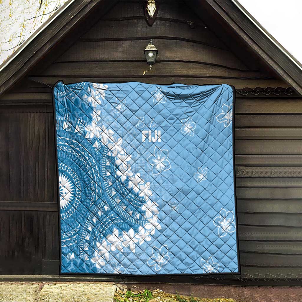 Bula Fiji Women's Day Quilt Turquoise Masi Tapa LT7