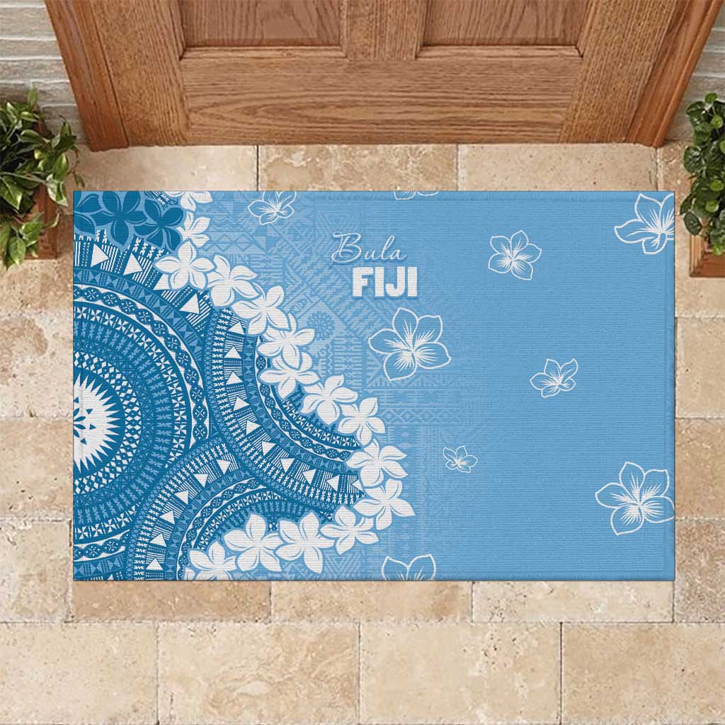 Bula Fiji Women's Day Rubber Doormat Turquoise Masi Tapa LT7