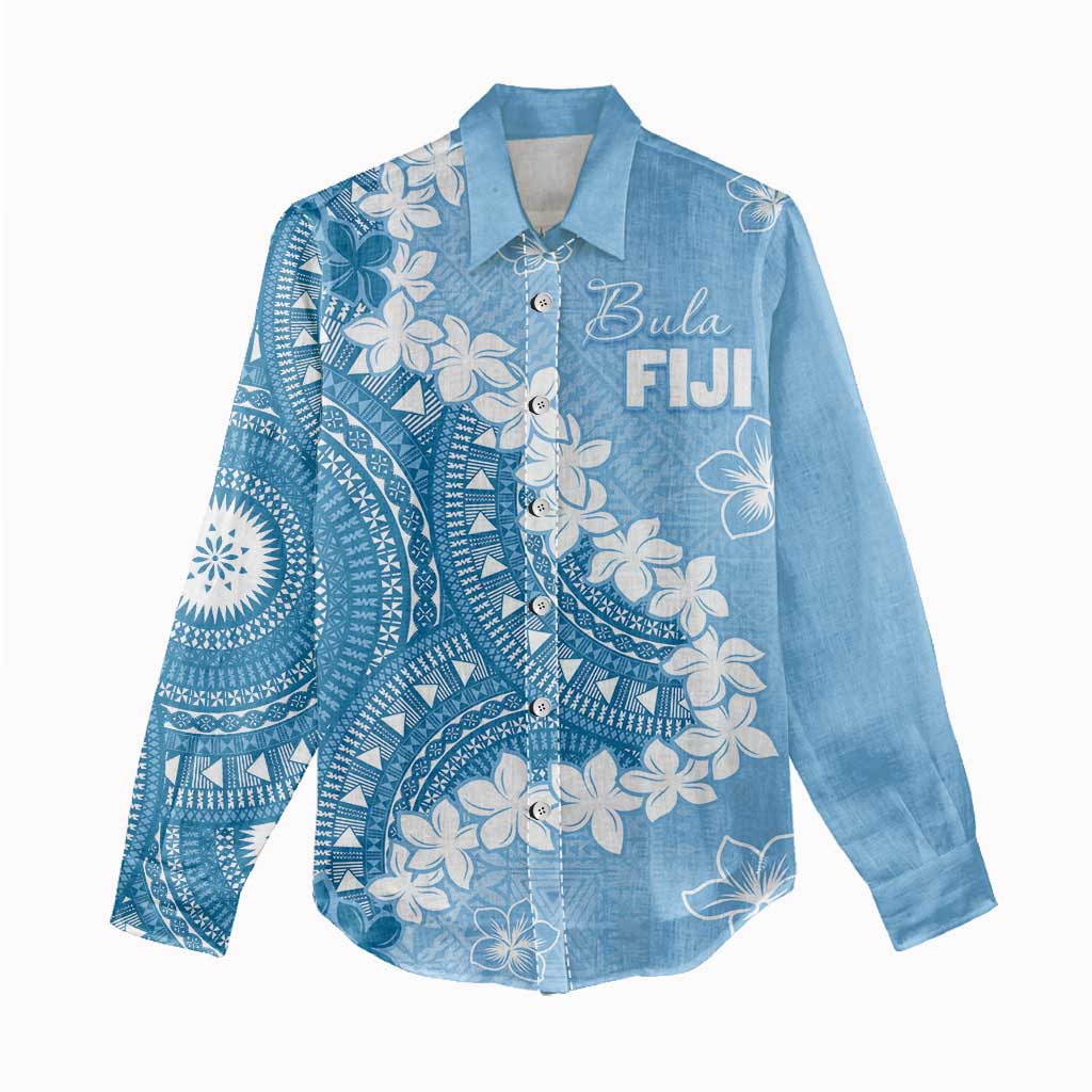 Bula Fiji Women's Day Women Casual Shirt Turquoise Masi Tapa LT7 - Polynesian Pride
