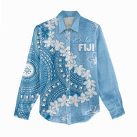 Bula Fiji Women's Day Women Casual Shirt Turquoise Masi Tapa LT7 - Polynesian Pride