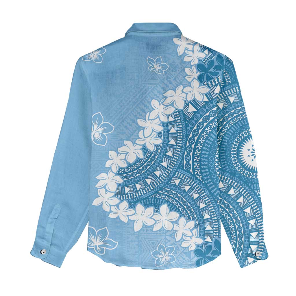 Bula Fiji Women's Day Women Casual Shirt Turquoise Masi Tapa LT7 - Polynesian Pride