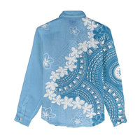 Bula Fiji Women's Day Women Casual Shirt Turquoise Masi Tapa LT7 - Polynesian Pride