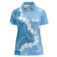 Bula Fiji Women's Day Women Polo Shirt Turquoise Masi Tapa LT7 Female Turquoise - Polynesian Pride