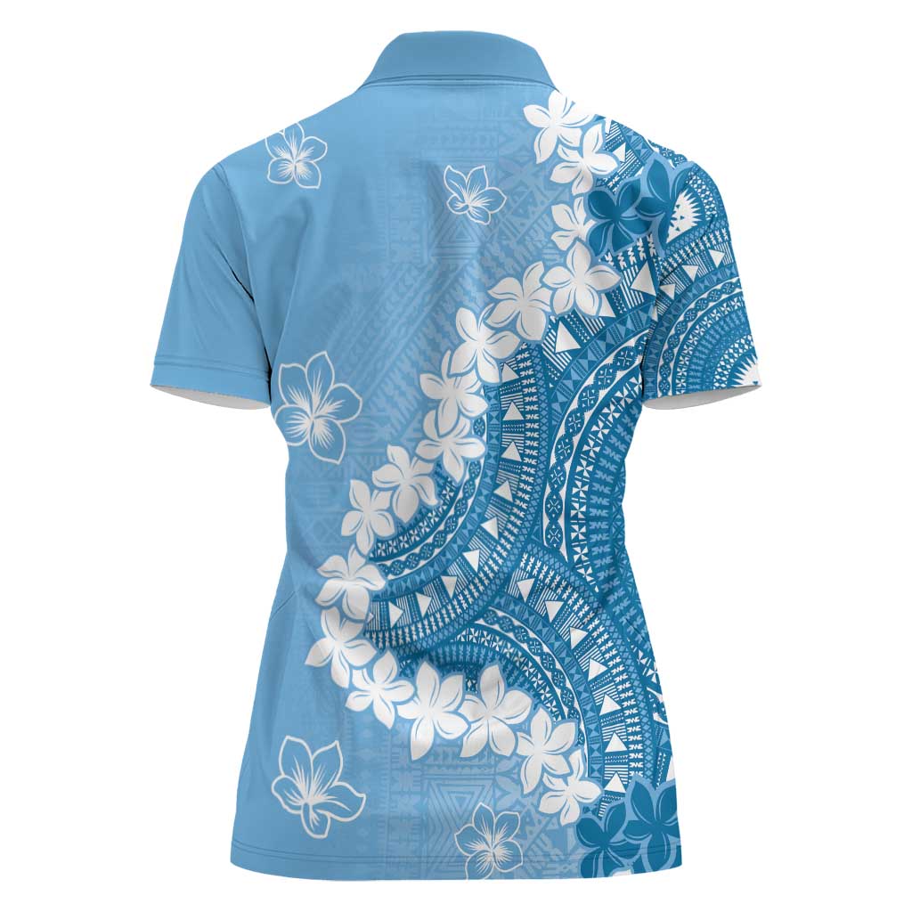 Bula Fiji Women's Day Women Polo Shirt Turquoise Masi Tapa LT7 - Polynesian Pride