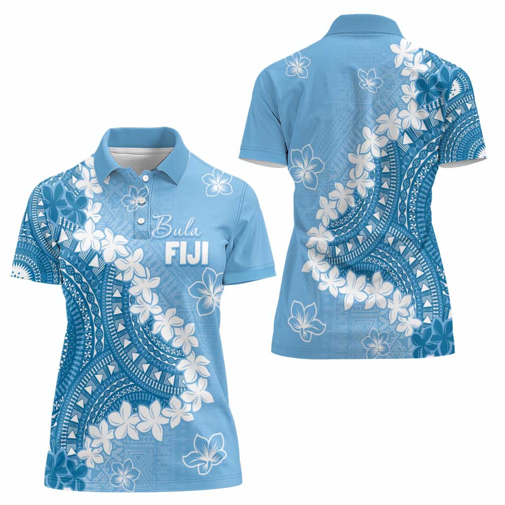 Bula Fiji Women's Day Women Polo Shirt Turquoise Masi Tapa LT7 - Polynesian Pride