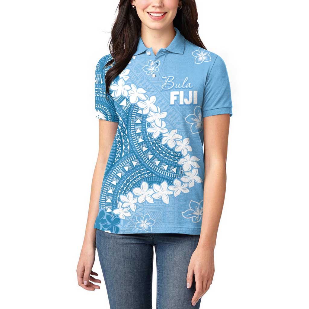 Bula Fiji Women's Day Women Polo Shirt Turquoise Masi Tapa LT7 - Polynesian Pride