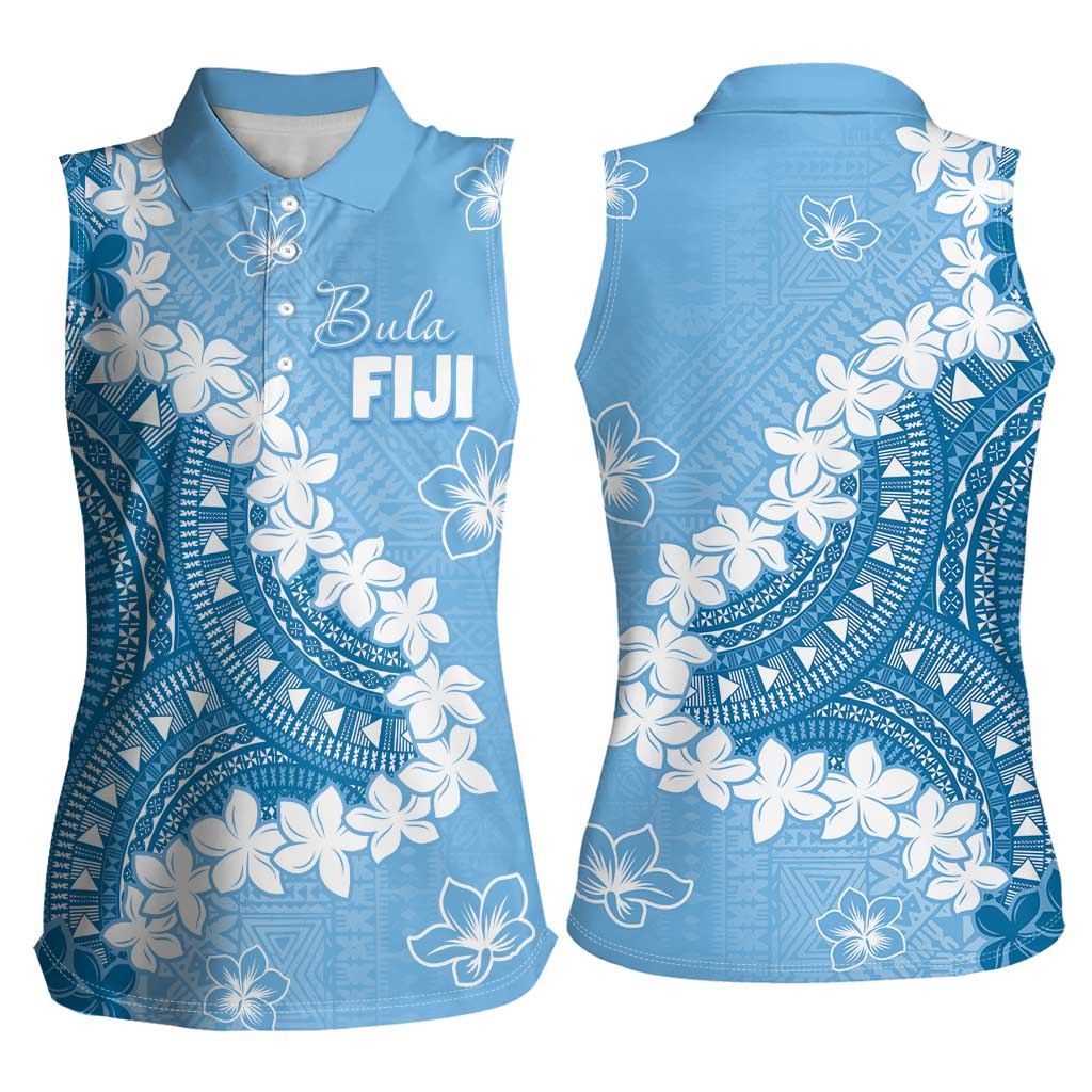 Bula Fiji Women's Day Women Sleeveless Polo Shirt Turquoise Masi Tapa LT7 - Polynesian Pride