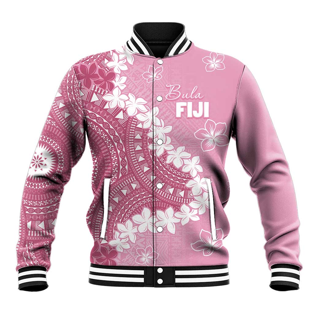 Bula Fiji Women's Day Baseball Jacket Pink Masi Tapa LT7 Unisex Pink - Polynesian Pride
