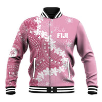 Bula Fiji Women's Day Baseball Jacket Pink Masi Tapa LT7 Unisex Pink - Polynesian Pride