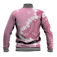 Bula Fiji Women's Day Baseball Jacket Pink Masi Tapa LT7 - Polynesian Pride