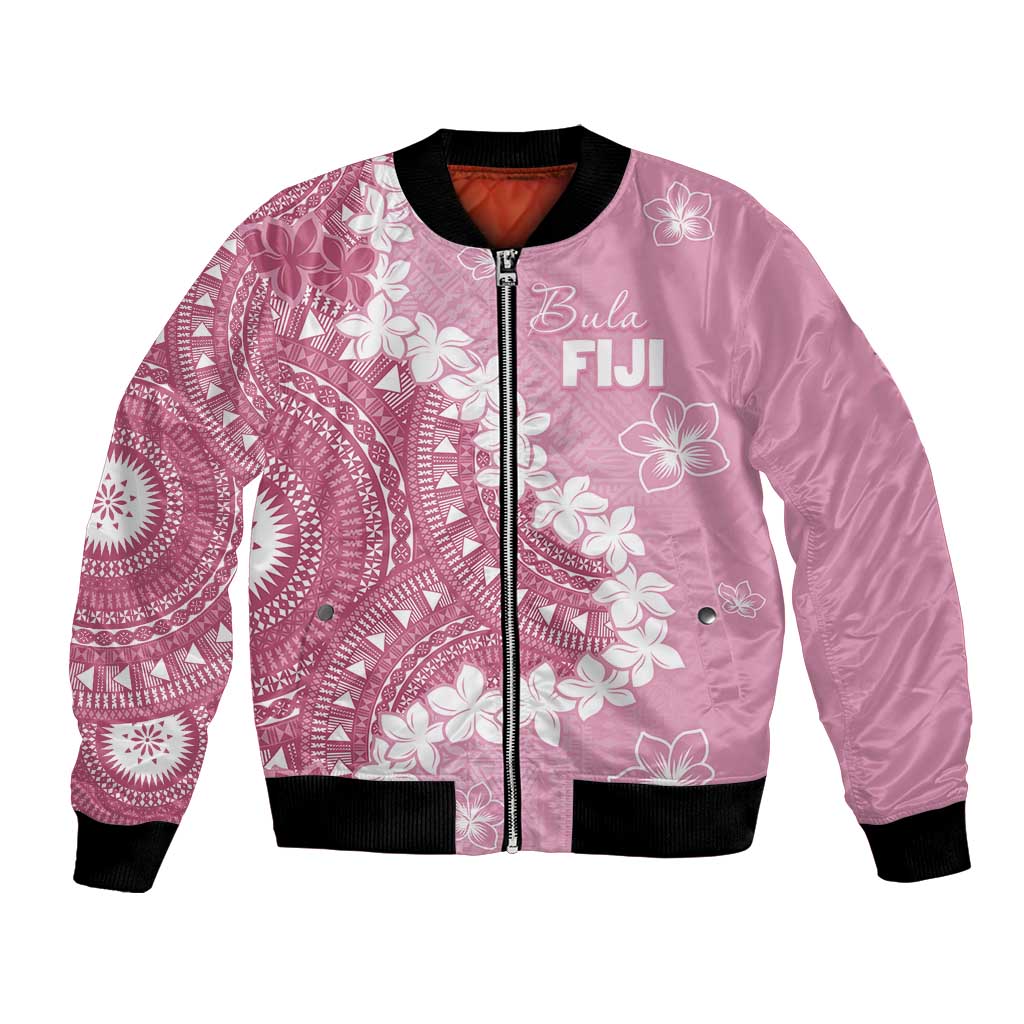 Bula Fiji Women's Day Bomber Jacket Pink Masi Tapa LT7 Unisex Pink - Polynesian Pride