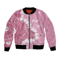 Bula Fiji Women's Day Bomber Jacket Pink Masi Tapa LT7 Unisex Pink - Polynesian Pride
