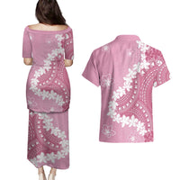 Bula Fiji Women's Day Couples Matching Puletasi and Hawaiian Shirt Pink Masi Tapa LT7 - Polynesian Pride