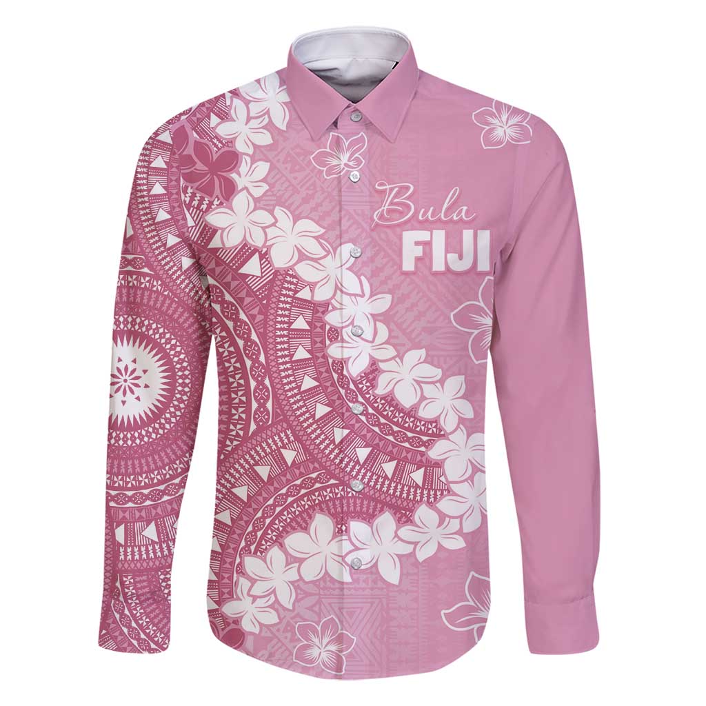 Bula Fiji Women's Day Family Matching Long Sleeve Bodycon Dress and Hawaiian Shirt Pink Masi Tapa LT7 Dad's Shirt - Long Sleeve Pink - Polynesian Pride