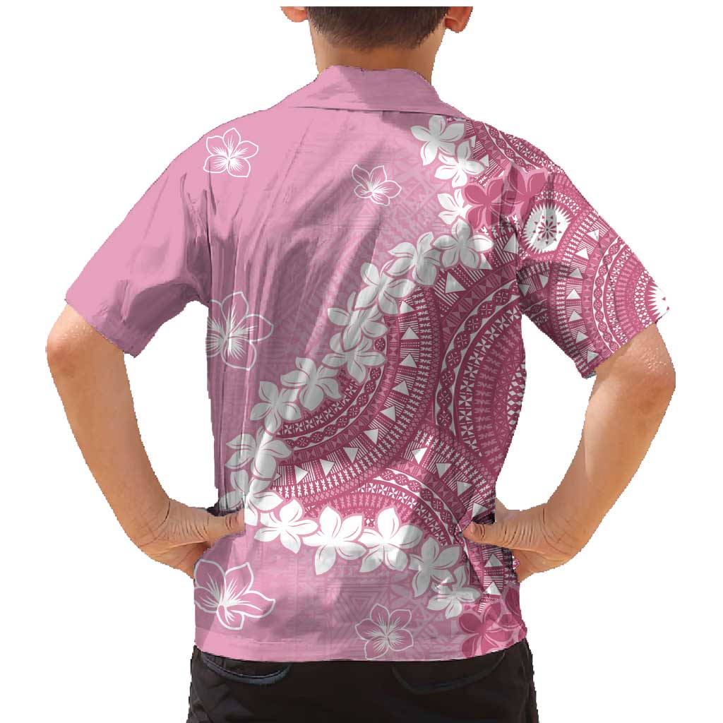 Bula Fiji Women's Day Family Matching Mermaid Dress and Hawaiian Shirt Pink Masi Tapa LT7 - Polynesian Pride