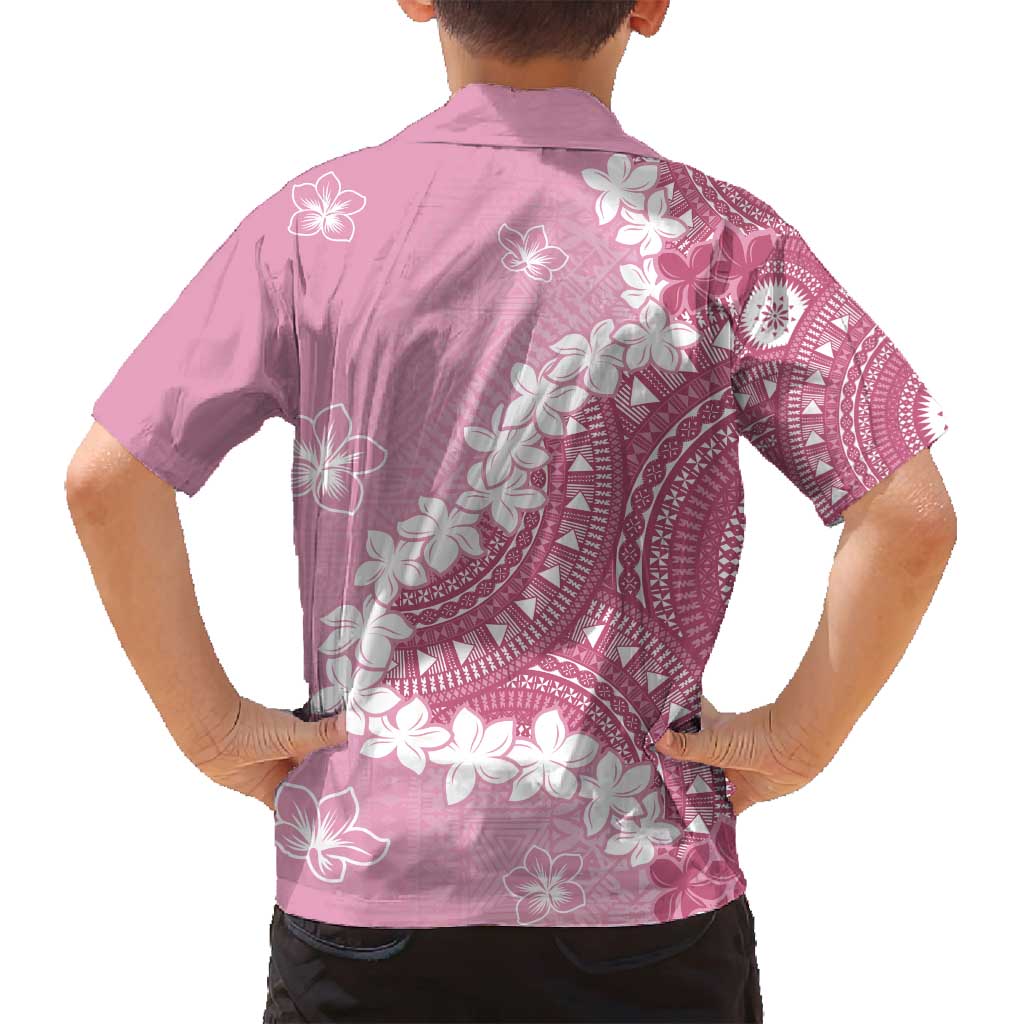 Bula Fiji Women's Day Family Matching Summer Maxi Dress and Hawaiian Shirt Pink Masi Tapa LT7 - Polynesian Pride