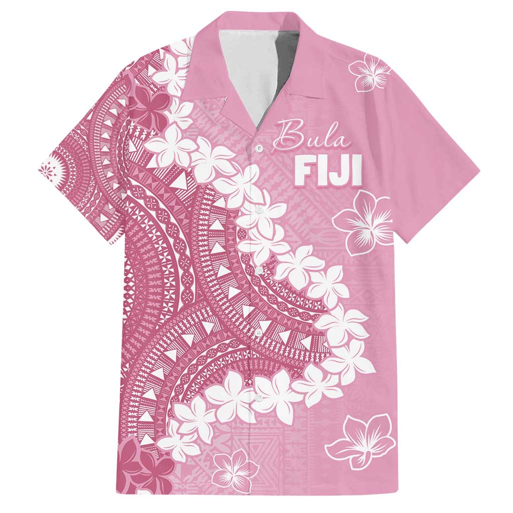 Bula Fiji Women's Day Family Matching Summer Maxi Dress and Hawaiian Shirt Pink Masi Tapa LT7 Dad's Shirt - Short Sleeve Pink - Polynesian Pride
