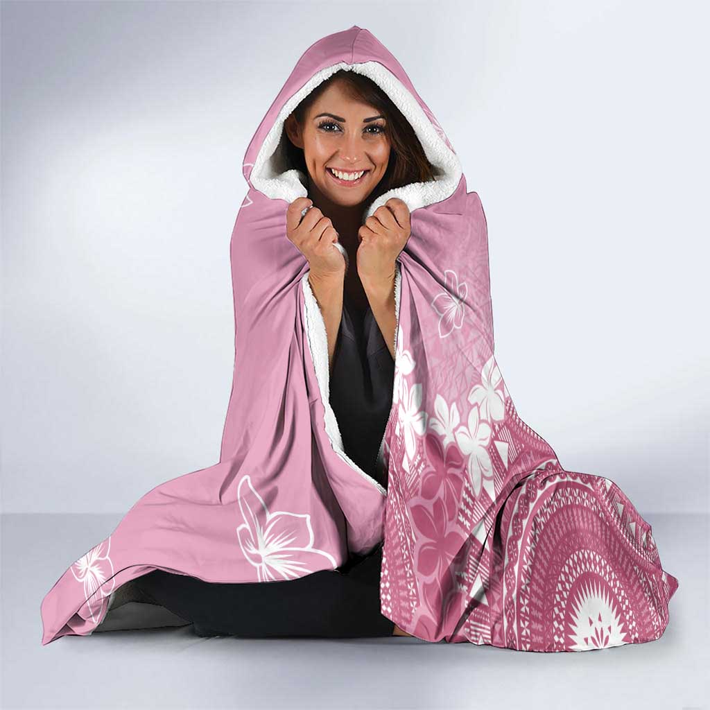 Bula Fiji Women's Day Hooded Blanket Pink Masi Tapa