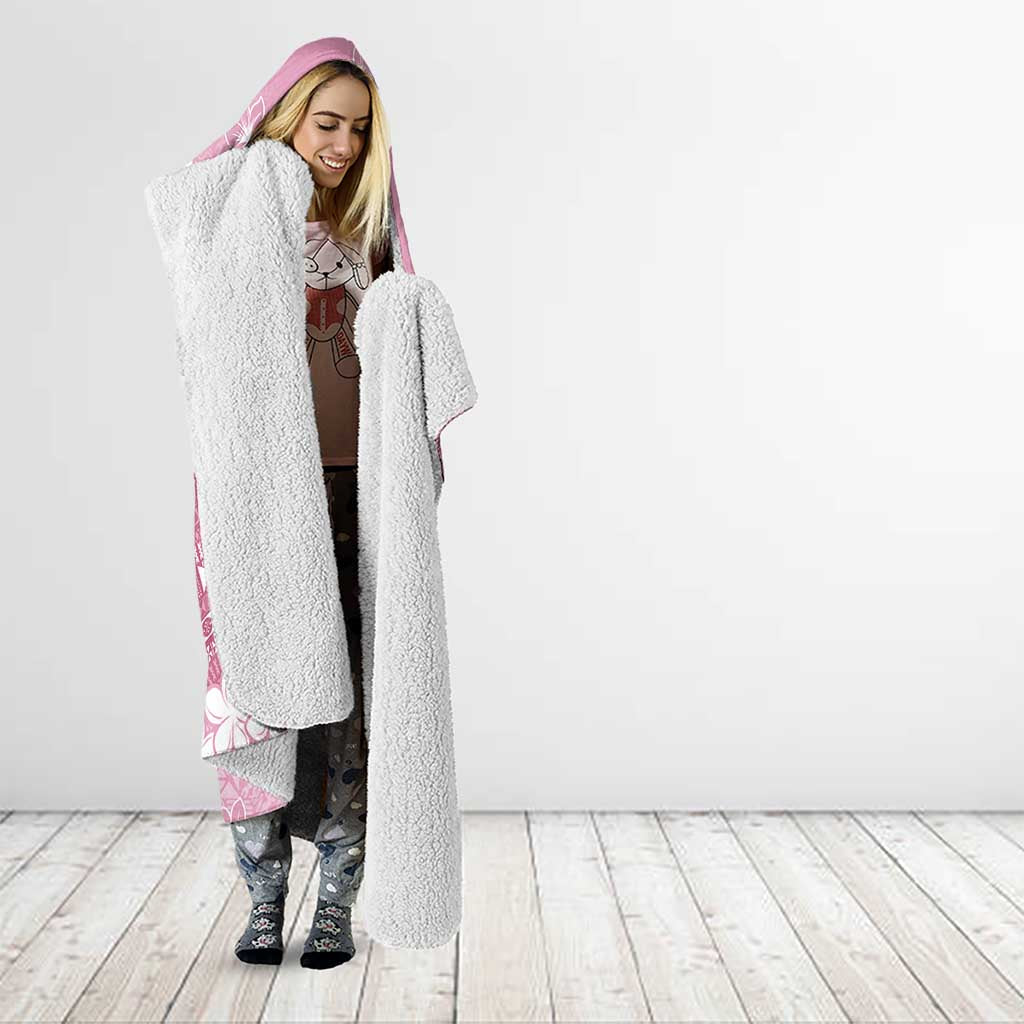 Bula Fiji Women's Day Hooded Blanket Pink Masi Tapa