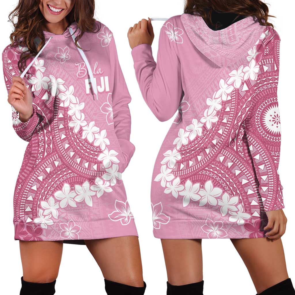 Bula Fiji Women's Day Hoodie Dress Pink Masi Tapa LT7 - Polynesian Pride