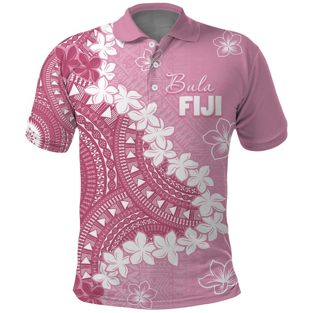 Bula Fiji Women's Day Polo Shirt Pink Masi Tapa