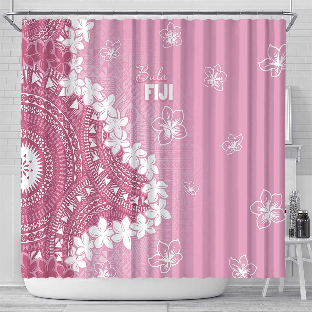 Bula Fiji Women's Day Shower Curtain Pink Masi Tapa