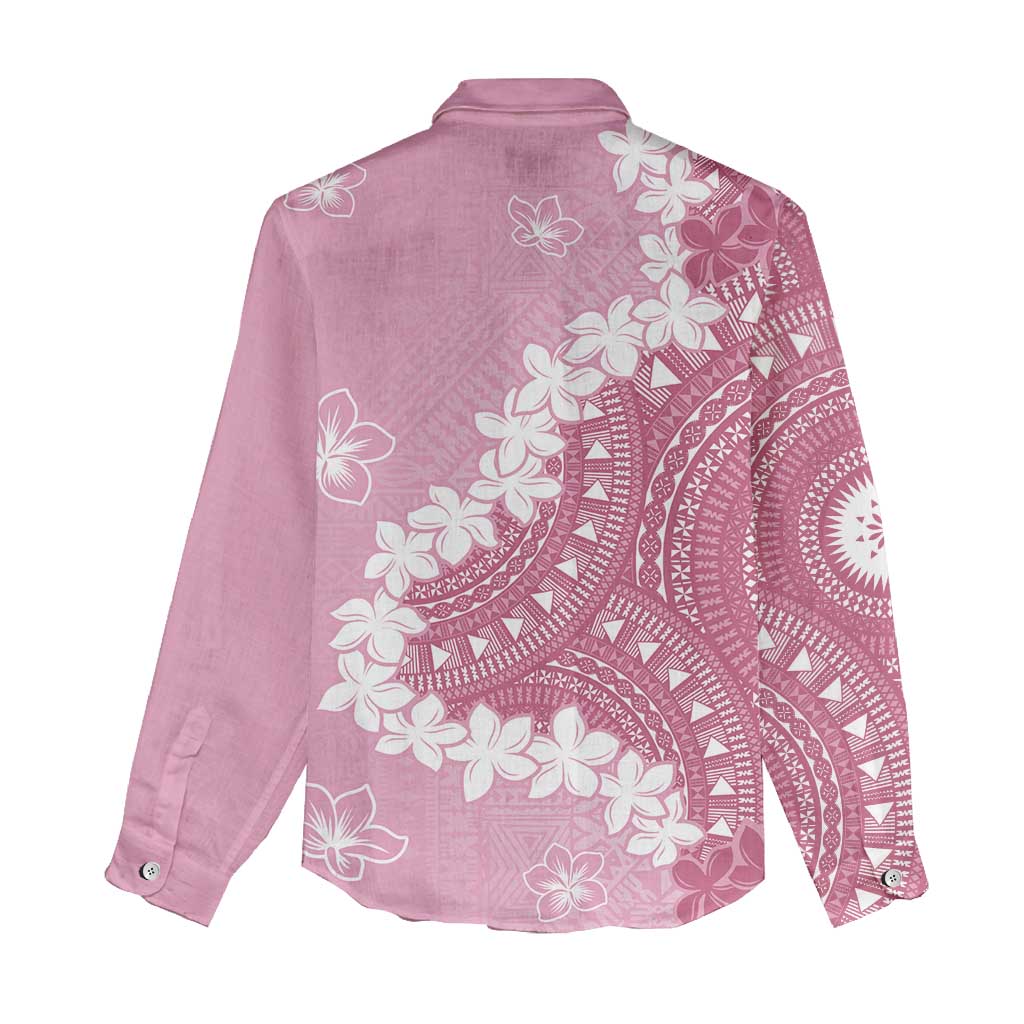 Bula Fiji Women's Day Women Casual Shirt Pink Masi Tapa