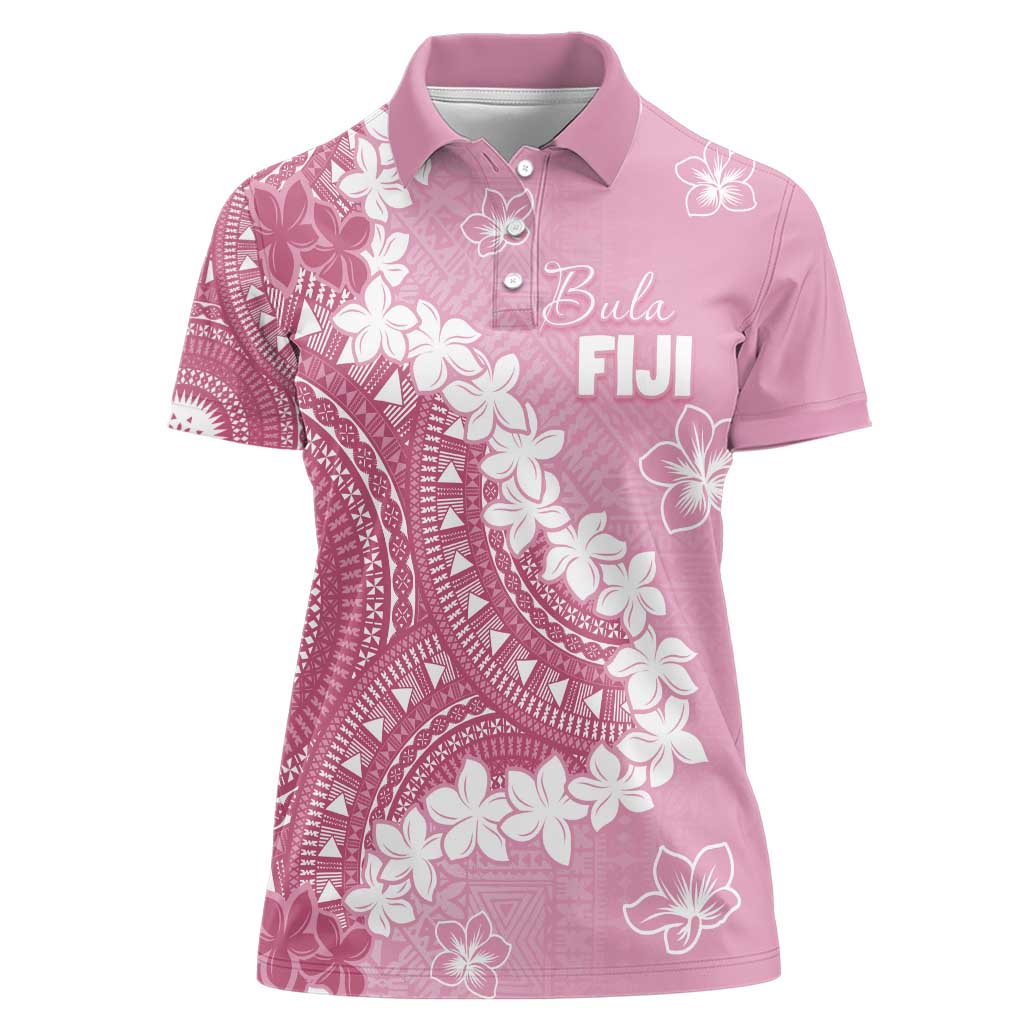 Bula Fiji Women's Day Women Polo Shirt Pink Masi Tapa LT7 Female Pink - Polynesian Pride