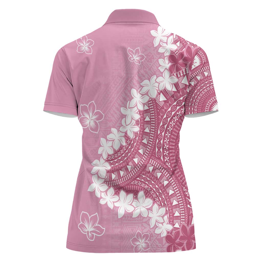 Bula Fiji Women's Day Women Polo Shirt Pink Masi Tapa LT7 - Polynesian Pride