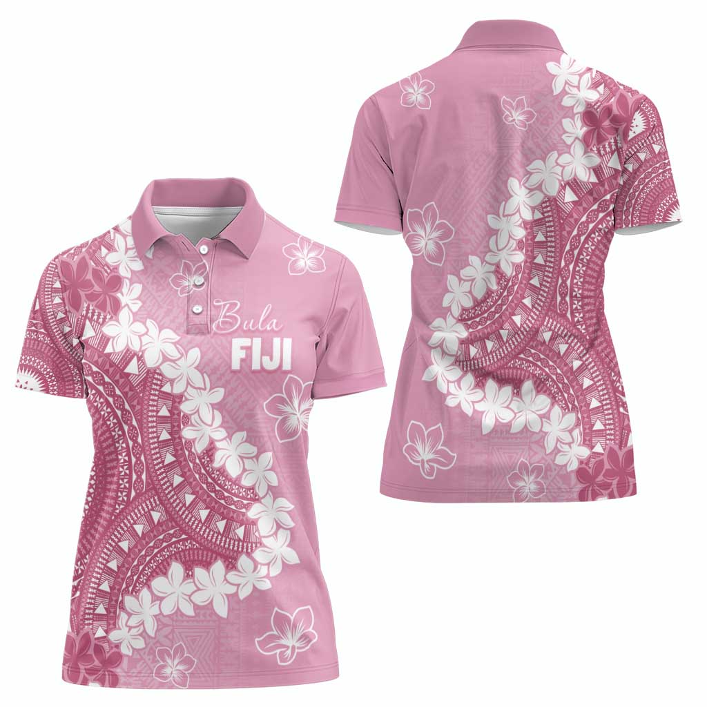 Bula Fiji Women's Day Women Polo Shirt Pink Masi Tapa LT7 - Polynesian Pride