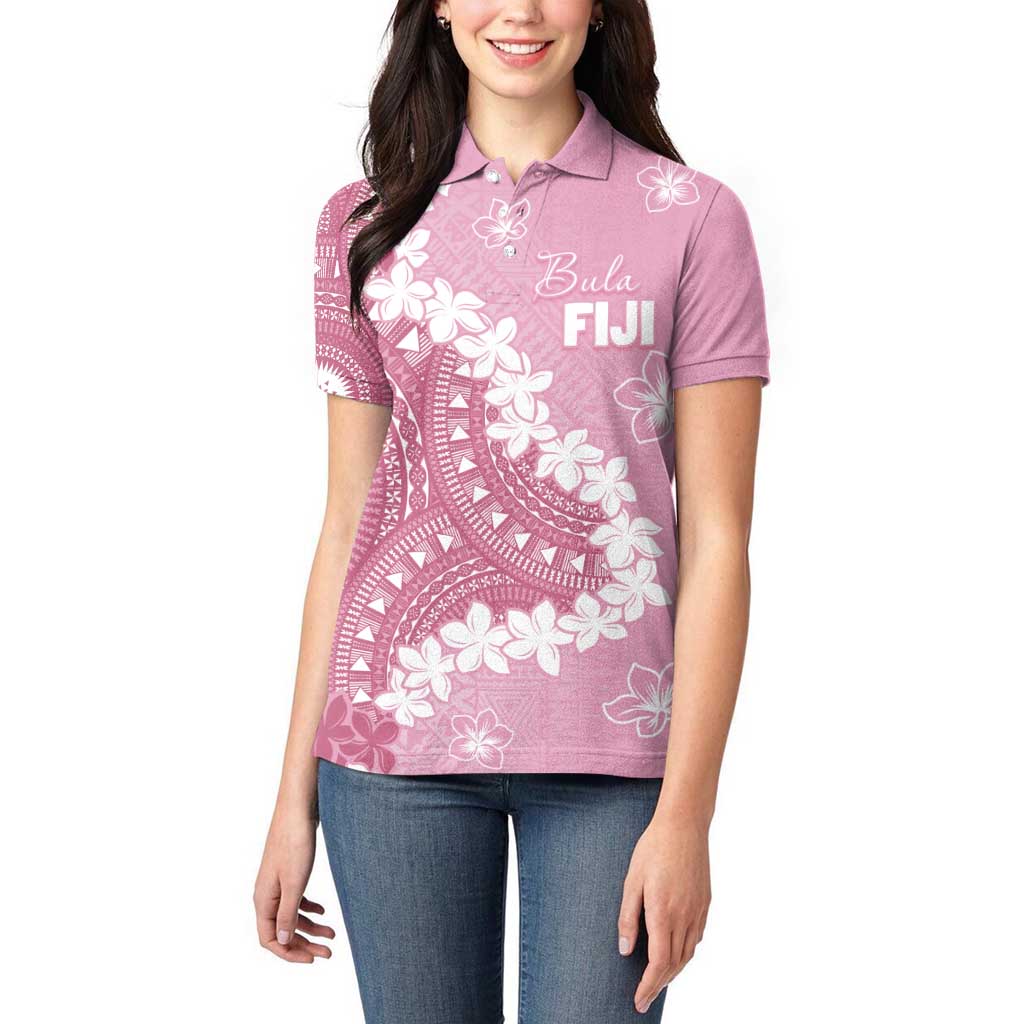 Bula Fiji Women's Day Women Polo Shirt Pink Masi Tapa LT7 - Polynesian Pride