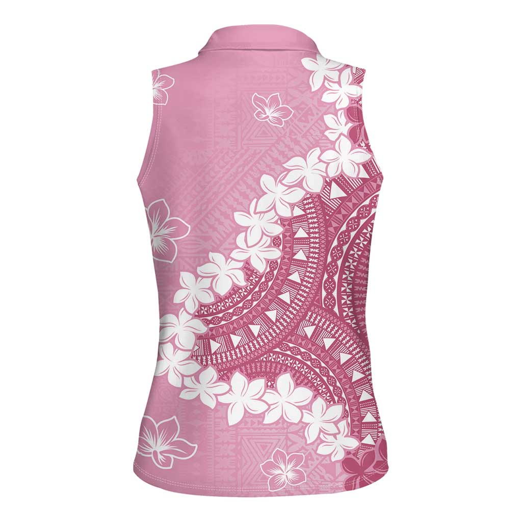 Bula Fiji Women's Day Women Sleeveless Polo Shirt Pink Masi Tapa LT7 - Polynesian Pride